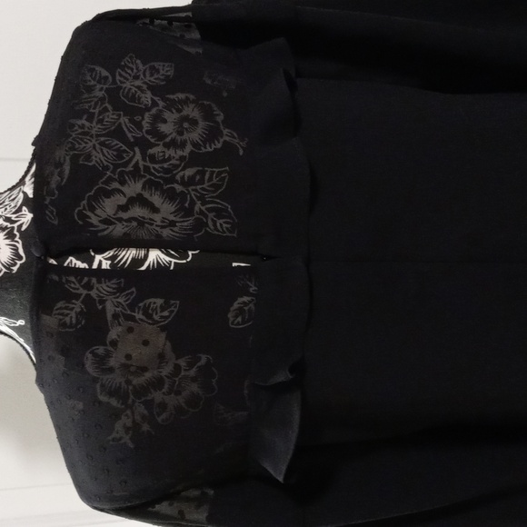 🆕️ 🖤LOFT🖤 - Black L/S Dress w/Sheer Polka Dot Ruffle Detail - Picture 10 of 16